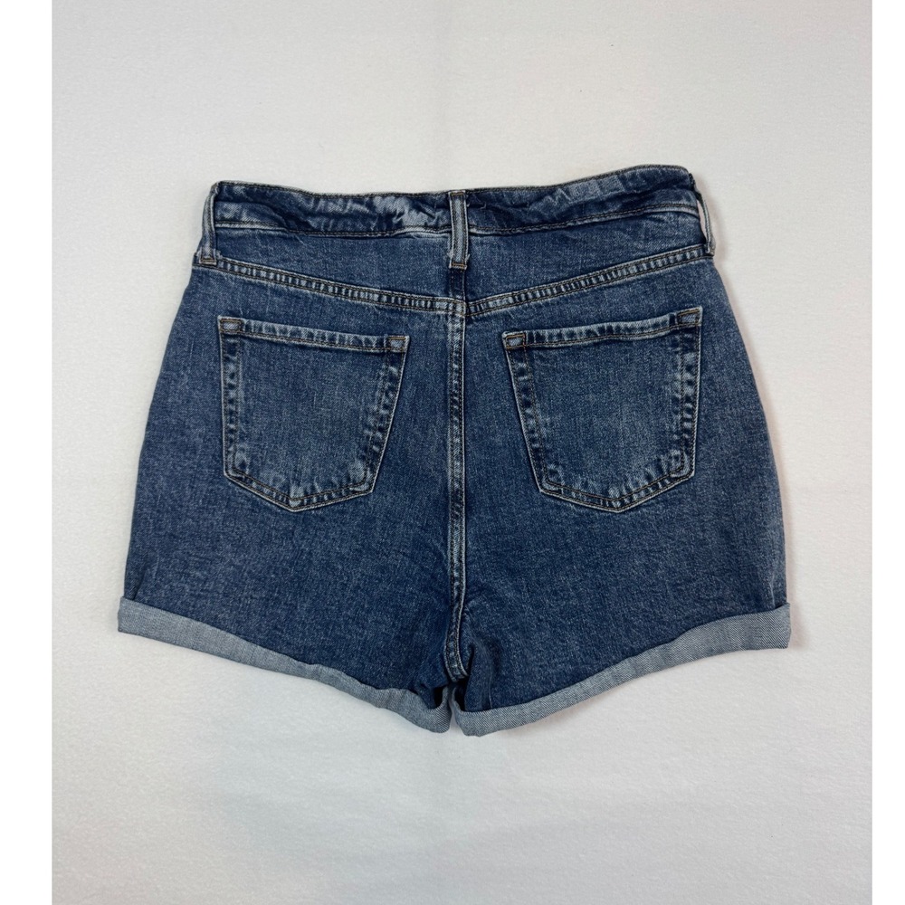 High Rise Mom Shorts Denim Jean Shorts Womens 8 29R Blue Cuffed Highest Rise - Picture 2 of 8